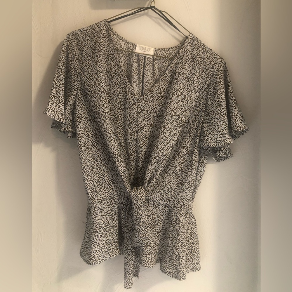 Black and white chiffon blouse